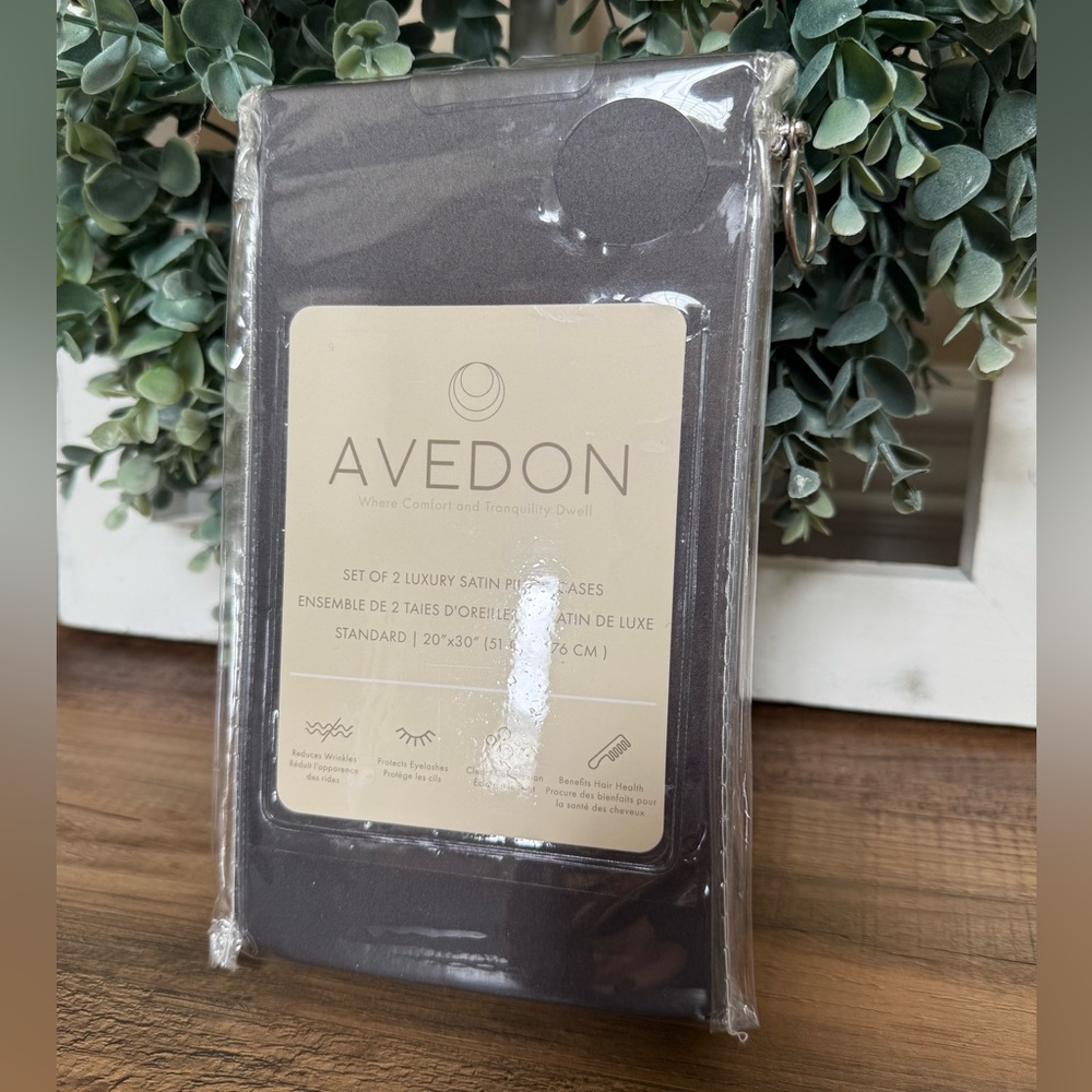 Satin Pillowcase Set Charcoal/Dark Grey Standard size NEW